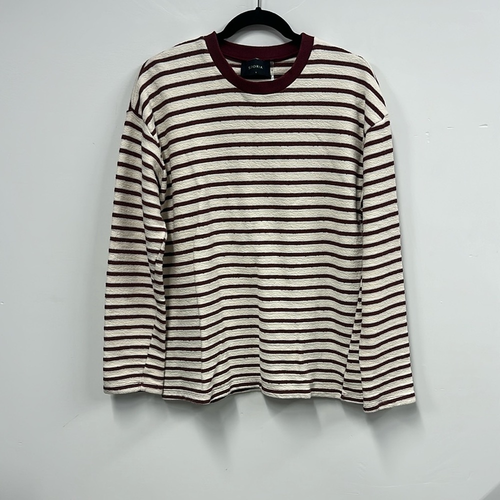 storia Burgundy Striped oversized Sweatshirt S